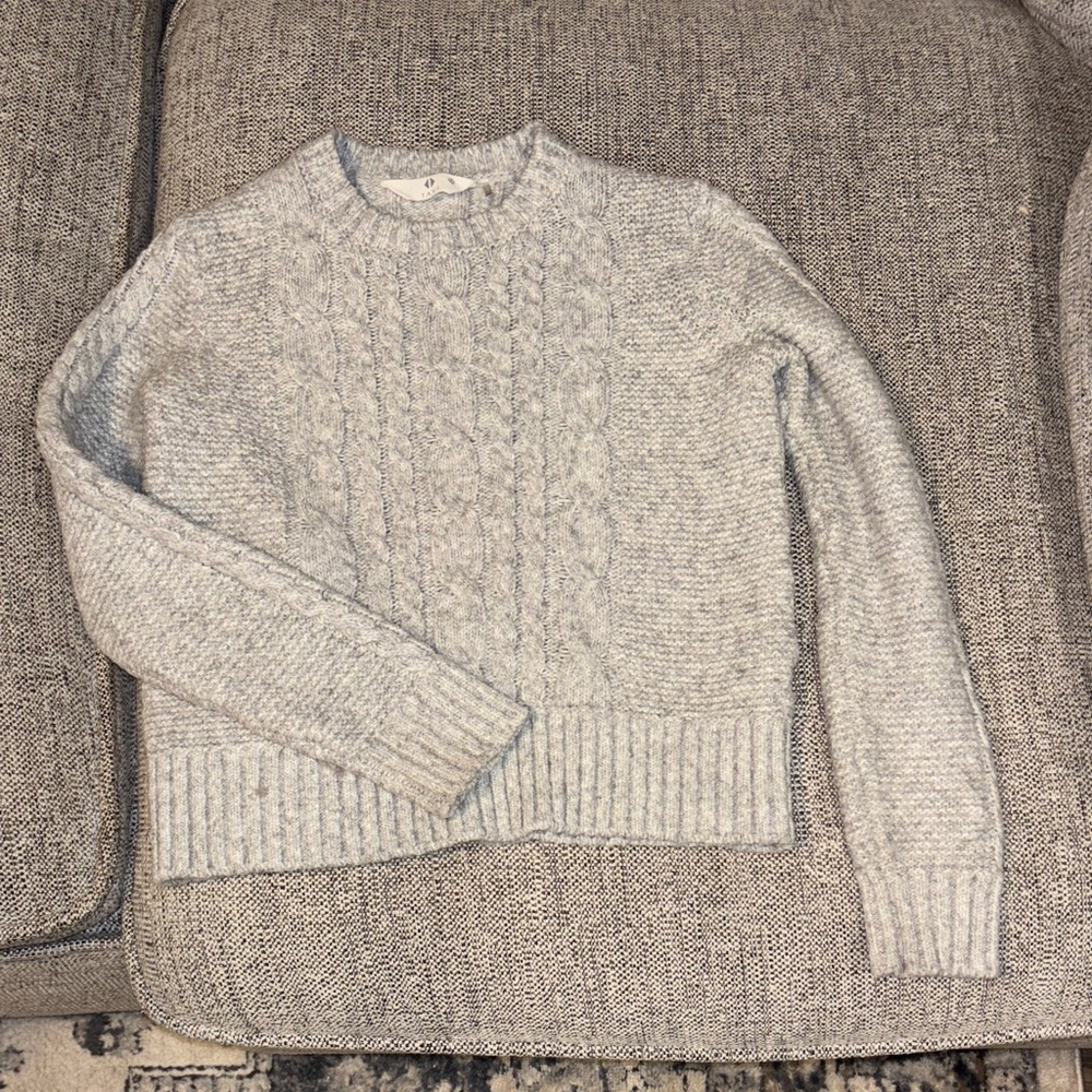 Cozy Gray Cable Knit Sweater